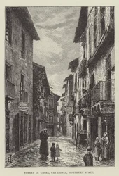 Straat in Urgel, Catalonië, Noord-Spanje